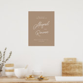 Modern Boho Sand Script Wedding Welcome Sign ポスター (キッチン)