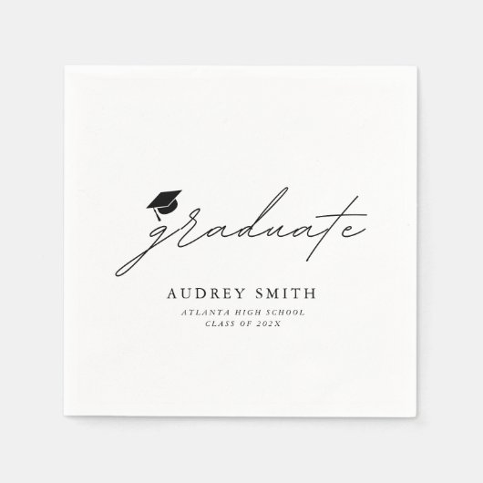 Modern Boho Script Graduation Party Napkins スタンダードカクテルナプキン (正面)