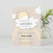 Modern Boho Sunshine Neutral Baby Shower 招待状 (スタンド正面)