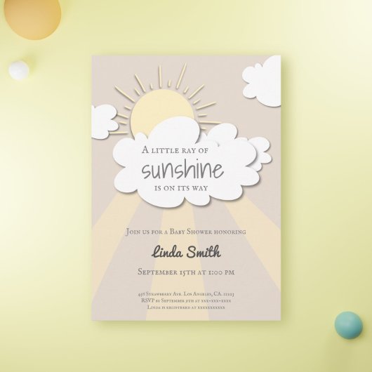 Modern Boho Sunshine Neutral Baby Shower 招待状
