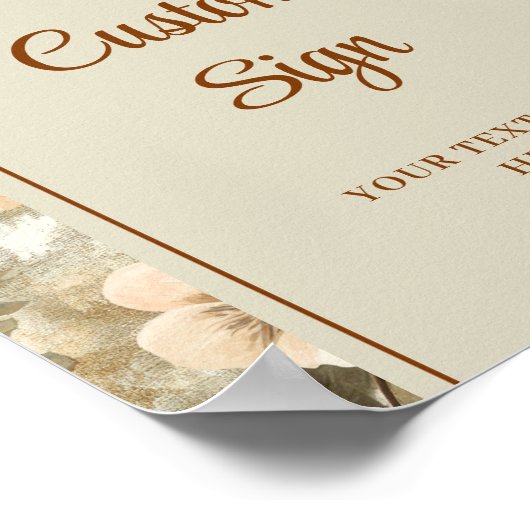 Modern Boho Terracotta Beige Olive Floral Custom ポスター (角)