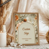 Modern Boho Terracotta Beige Olive Floral Custom ポスター