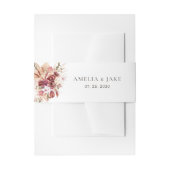 Modern Boho Terracotta & Burgundy Floral Wedding 招待状ベリーバンド (正面例)