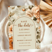 Modern Boho Terracotta Olive Floral Save The Date 招待状