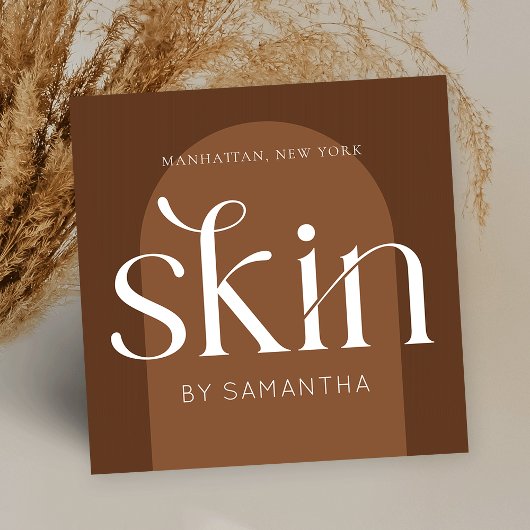Modern Boho Terracotta Salon Skincare Aesthetician スクエア名刺
