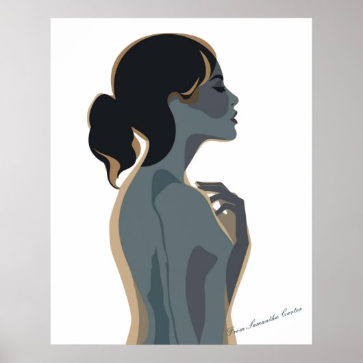 Modern Boho Wall  Art Elegant Minimalist Woman ポスター (正面)