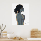 Modern Boho Wall  Art Elegant Minimalist Woman ポスター (キッチン)