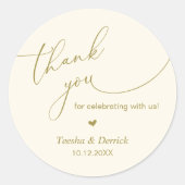 Modern Boho Wedding Cute Heart Thank You Gifts  ラウンドシール (正面)