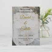 Modern Boho Wedding Invitation | Elegant Beige Flo 招待状 (スタンド正面)