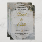 Modern Boho Wedding Invitation | Elegant Beige Flo 招待状 (正面/裏面)