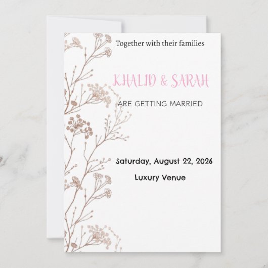 Modern Boho Wedding Invitation Gold Geometric Flor 招待状 (正面)
