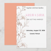 Modern Boho Wedding Invitation Gold Geometric Flor 招待状 (正面/裏面)