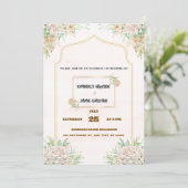 Modern Boho Wedding Invitation, Neutral Earth Tone 招待状 (スタンド正面)