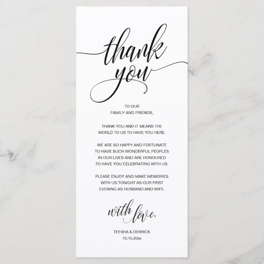 Modern Boho Wedding Reception Thank You Card プログラム (正面)