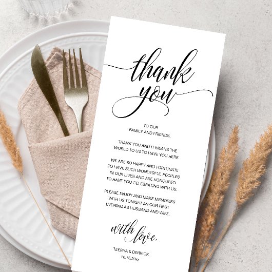 Modern Boho Wedding Reception Thank You Card プログラム