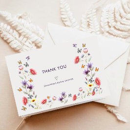 Modern Boho Wildflower Bridal Shower サンキューカード