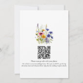 Modern Boho Wildflower QR Code Wedding 招待状 (裏面)