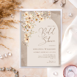Modern Boho Wildflowers Cream Floral Bridal Shower 招待状