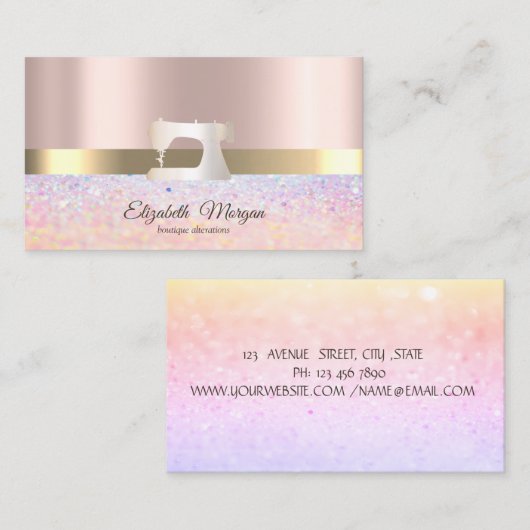 Modern Bokeh Gold Stripe,Sewing Machine  名刺 (正面/裏面)