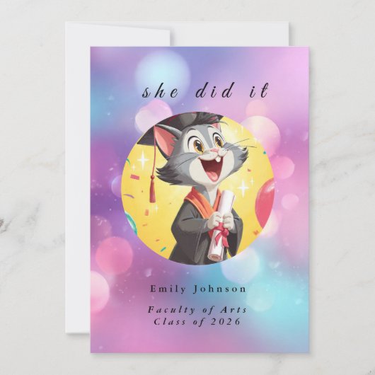 Modern Bokeh Lights Graduation invitation 招待状 (正面)