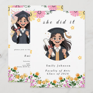 Modern Bokeh Lights Graduation invitation 招待状