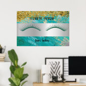 Modern Bokeh,Stripe,Faux Lashes Po ポスター (ホームオフィス)
