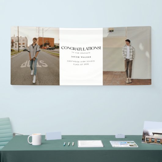 Modern Bold 2-Photo Congrats Graduation Party 横断幕 (トレードショー)