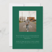 Modern Bold 2-Photo Green Striped Graduation 案内状 (裏面)