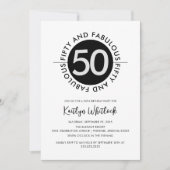 Modern Bold 50 and Fabulous 50th Birthday 招待状 (正面)