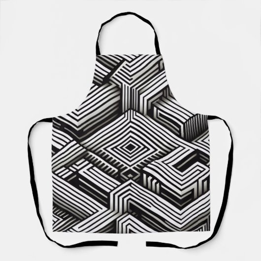 Modern bold Abstract Monochrome Geometric Pattern エプロン (正面)