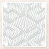 Modern bold Abstract Monochrome Geometric Pattern ガラスコースター (裏面)