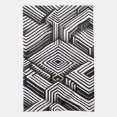 Modern bold Abstract Monochrome Geometric Pattern キッチンタオル (縦)