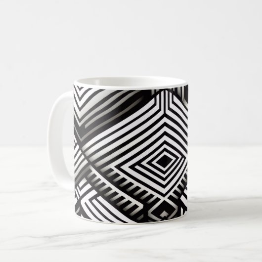Modern bold Abstract Monochrome Geometric Pattern コーヒーマグカップ (正面左)