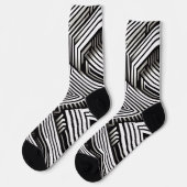Modern bold Abstract Monochrome Geometric Pattern ソックス (左)