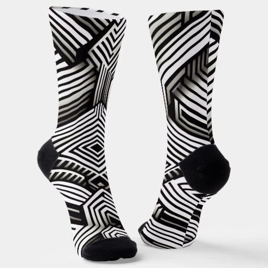 Modern bold Abstract Monochrome Geometric Pattern ソックス (傾斜あり)