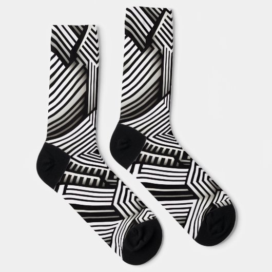 Modern bold Abstract Monochrome Geometric Pattern ソックス (右)