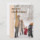 Modern Bold Beige & Brown Merry Christmas Photo シーズンカード (正面)