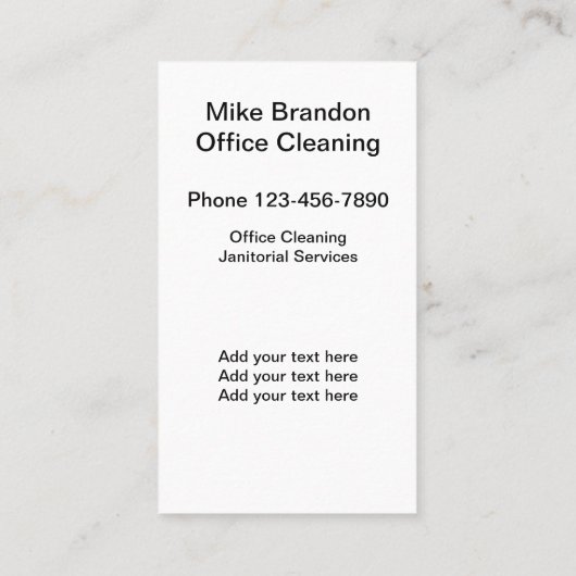 Modern Bold Black And White Janitorial 名刺 (裏面)