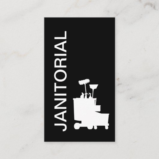 Modern Bold Black And White Janitorial 名刺 (正面)