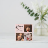 Modern Bold Black Script 3 Photo Makeup スクエア名刺 (スタンド正面)