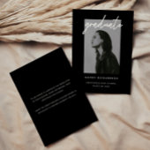 Modern Bold Black Script Photo Graduation 案内状