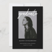Modern Bold Black Script Photo Graduation 案内状 (正面)