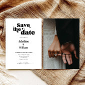 Modern Bold Black Wedding Save the Date Photo 招待状