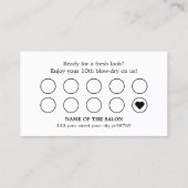 Modern Bold Black White Hair Salon ロイヤリティカード (裏面)