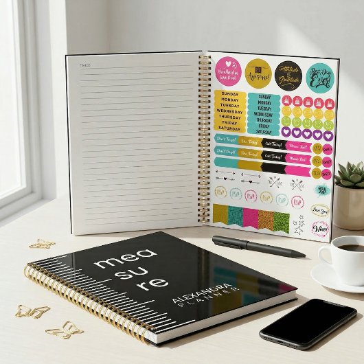 Modern Bold Black White Measure Typography Planner プランナー手帳