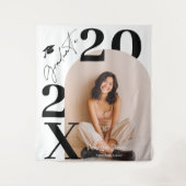 Modern Bold Black white Trendy photo graduation タペストリー (正面)