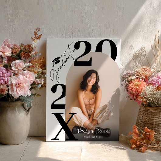 Modern Bold Black white Trendy photo graduation ポスター