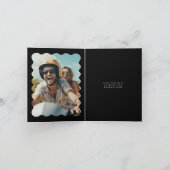 Modern Bold Black White Wedding Photo サンキューカード (内部)