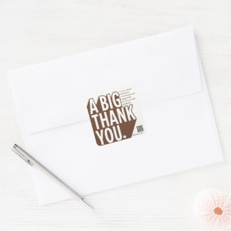 Modern Bold Black White Wedding Thank You Card スクエアシール