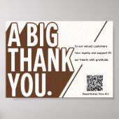 Modern Bold Black White Wedding Thank You Card ポスター (正面)